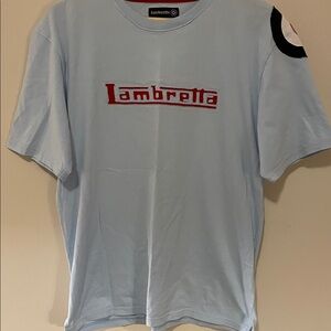 Light Blue Short Sleeve Tee with Red Logo